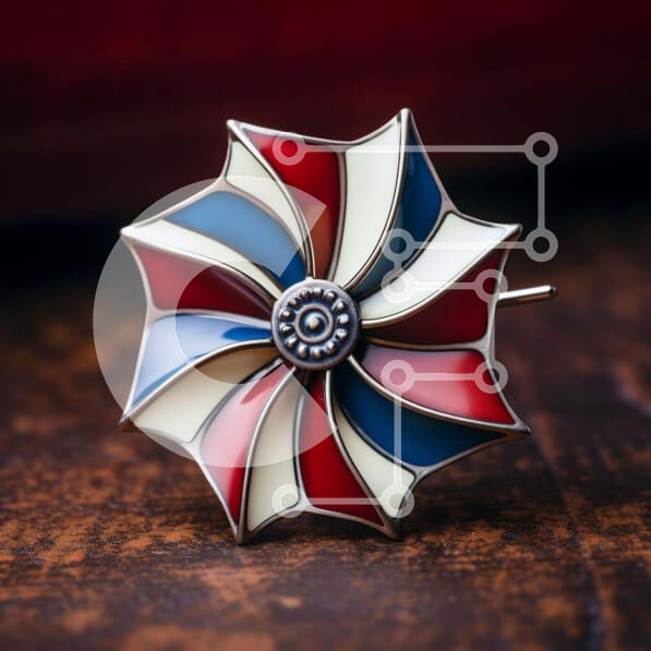 Intra Συλλεκτικό Ξύλινο Παζλ Plywood  4mm - Κόκκινη, λευκή και μπλε καρφίτσα με σχέδιο ομπρέλας Σε Ξύλινο Κουτί - Διαστάσεις Puzzle: 10x10 cm – 25 κομμάτια