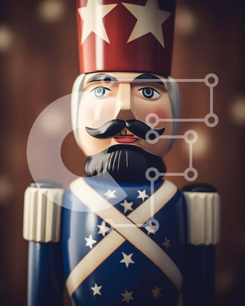 Intra Συλλεκτικό Ξύλινο Παζλ Plywood  4mm - Ξύλινος Καρυοθραύστης με Πατριωτικά αστέρια Σε Ξύλινο Κουτί - Διαστάσεις: 10x10 cm – 25 κομμάτια