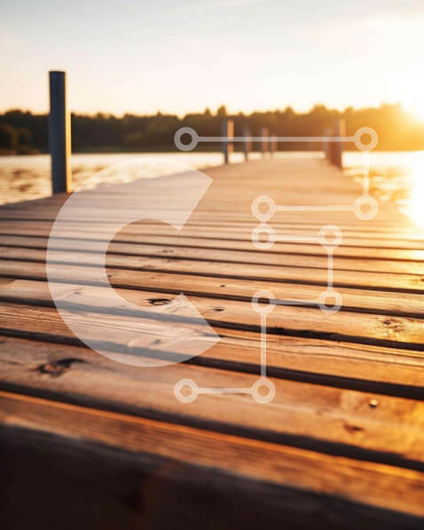 Σετ των 2 Intra Συλλεκτικό Ξύλινο Παζλ Plywood  4mm - Ξύλινη προβλήτα στο ηλιοβασίλεμα Σε Ξύλινο Κουτί - Διαστάσεις: 10x10 cm – 25 κομμάτια