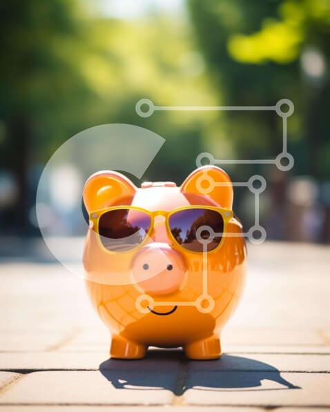 Intra Συλλεκτικό Ξύλινο Παζλ Plywood  4mm - Πορτοκαλί κουμπαράς στον πλίνθινο διάδρομο με δέντρα και ανθρώπους Σε Ξύλινο Κουτί - Διαστάσεις: 10x10 cm – 25 κομμάτια