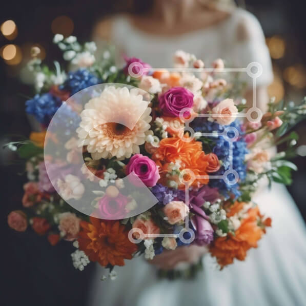 Intra Συλλεκτικό Ξύλινο Παζλ Plywood  4mm - Νύφη που κρατά πολύχρωμη γαμήλια ανθοδέσμη Σε Ξύλινο Κουτί - Διαστάσεις: 10x10 cm – 25 κομμάτια