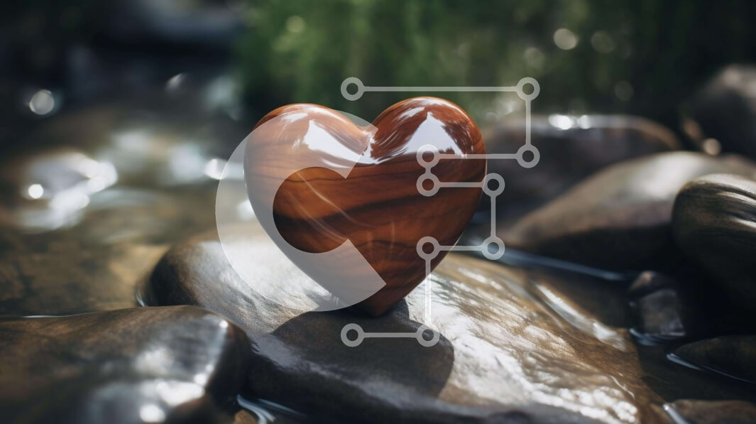 Intra Συλλεκτικό Ξύλινο Παζλ Plywood  4mm - Ξύλινο αντικείμενο σε σχήμα καρδιάς σε βράχους με νερό Σε Ξύλινο Κουτί - Διαστάσεις: 10x10 cm – 25 κομμάτια