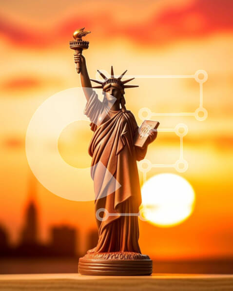 Intra Συλλεκτικό Ξύλινο Παζλ Plywood  4mm - Άγαλμα της ελευθερίας στο ηλιοβασίλεμα με το βιβλίο Σε Ξύλινο Κουτί - Διαστάσεις Puzzle: 10x10 cm – 25 κομμάτια