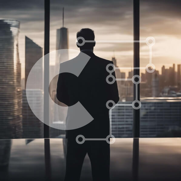 Intra Συλλεκτικό Ξύλινο Παζλ Plywood  4mm - Επιχειρηματίας με θέα στον ορίζοντα της πόλης Σε Ξύλινο Κουτί - Διαστάσεις Puzzle: 10x10 cm – 25 κομμάτια