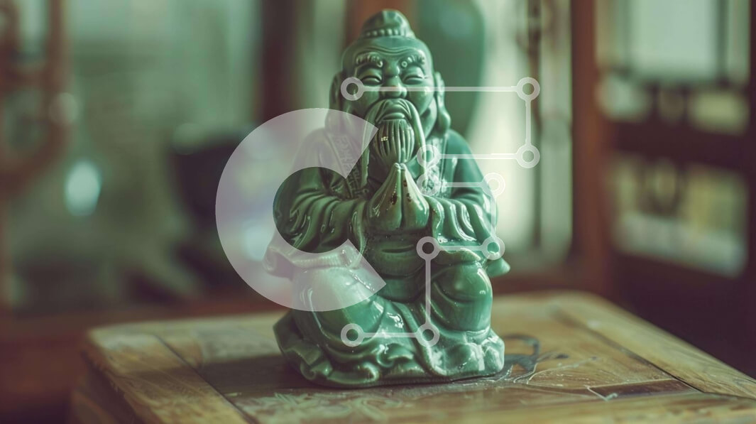 Intra Συλλεκτικό Ξύλινο Παζλ Plywood  4mm - Ασιατικό άγαλμα σε στοχαστική στάση Σε Ξύλινο Κουτί - Διαστάσεις Puzzle: 10x10 cm – 25 κομμάτια