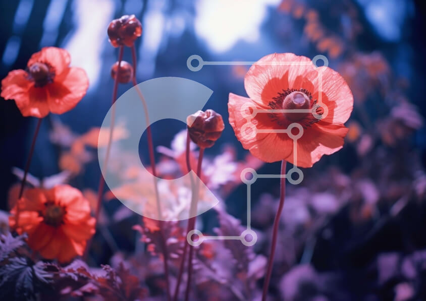 Intra Συλλεκτικό Ξύλινο Παζλ Plywood  4mm - Πεδίο με κόκκινες παπαρούνες σε συγχρονισμένη άνθιση Σε Ξύλινο Κουτί - Διαστάσεις: 10x10 cm – 25 κομμάτια