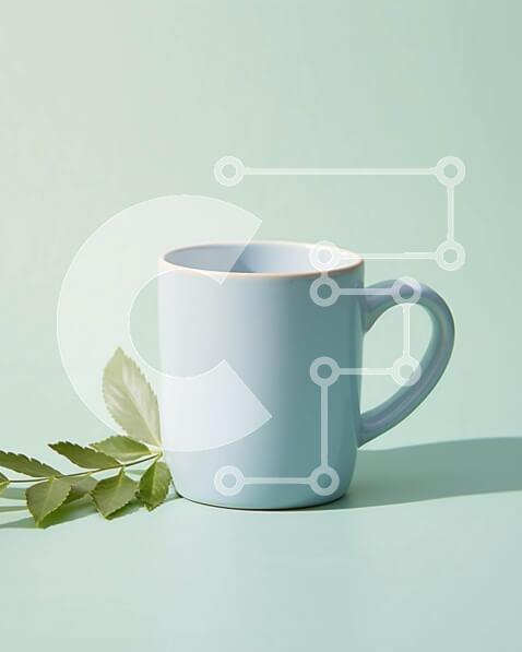 Σετ των 2 Intra Συλλεκτικό Ξύλινο Παζλ Plywood  4mm - Κούπα καφέ με πράσινο φύλλο Σε Ξύλινο Κουτί - Διαστάσεις: 10x10 cm – 25 κομμάτια