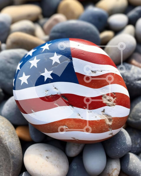 Intra Συλλεκτικό Ξύλινο Παζλ Plywood  4mm - Ροκ με αμερικανική σημαία Σε Ξύλινο Κουτί - Διαστάσεις Puzzle: 10x10 cm – 25 κομμάτια