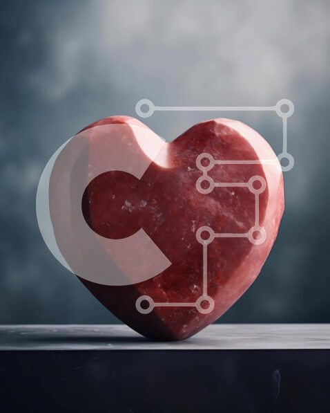 Intra Συλλεκτικό Ξύλινο Παζλ Plywood  4mm - Κόκκινος βράχος σε σχήμα καρδιάς σε σιδερένιο τραπέζι Σε Ξύλινο Κουτί - Διαστάσεις Puzzle: 10x10 cm – 25 κομμάτια