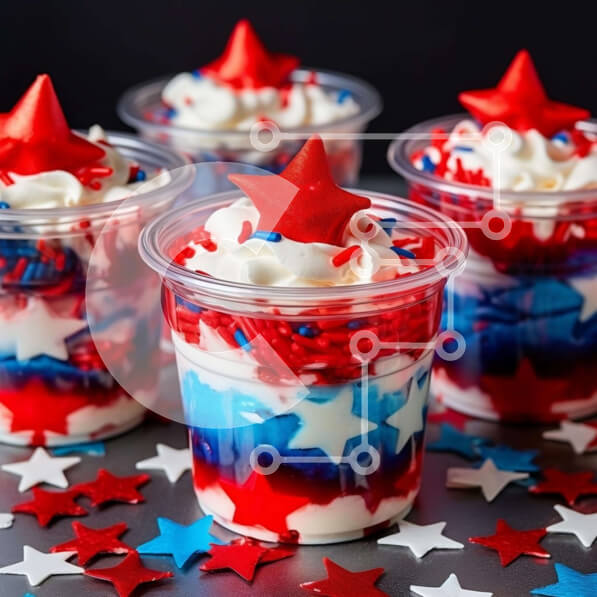 Σετ των 2 Intra Συλλεκτικό Ξύλινο Παζλ Plywood  4mm - Επιδόρπια με πατριωτικό θέμα για τη γιορτή της 4ης Ιουλίου Σε Ξύλινο Κουτί - Διαστάσεις: 10x10 cm – 25 κομμάτια