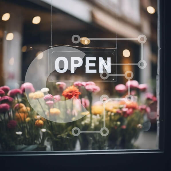 Intra Συλλεκτικό Ξύλινο Παζλ Plywood  4mm - Παράθυρο επίδειξης λουλουδιών με ανοιχτή πινακίδα και φυτά σε γλάστρες Σε Ξύλινο Κουτί - Διαστάσεις Puzzle: 10x10 cm – 25 κομμάτια