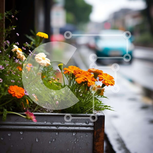 Intra Συλλεκτικό Ξύλινο Παζλ Plywood  4mm - Μεταλλικό δοχείο με λουλούδια στη βροχή Σε Ξύλινο Κουτί - Διαστάσεις: 10x10 cm – 25 κομμάτια