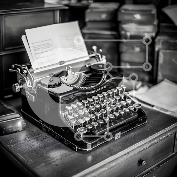 Intra Συλλεκτικό Ξύλινο Παζλ Plywood  4mm - Vintage γραφομηχανή στο γραφείο με βιβλία και χαρτιά Σε Ξύλινο Κουτί - Διαστάσεις: 10x10 cm – 25 κομμάτια