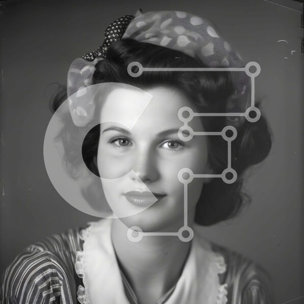 Intra Συλλεκτικό Ξύλινο Παζλ Plywood  4mm - Ηλικιωμένη γυναίκα με κορδέλα με κουκκίδες Σε Ξύλινο Κουτί - Διαστάσεις Puzzle: 10x10 cm – 25 κομμάτια