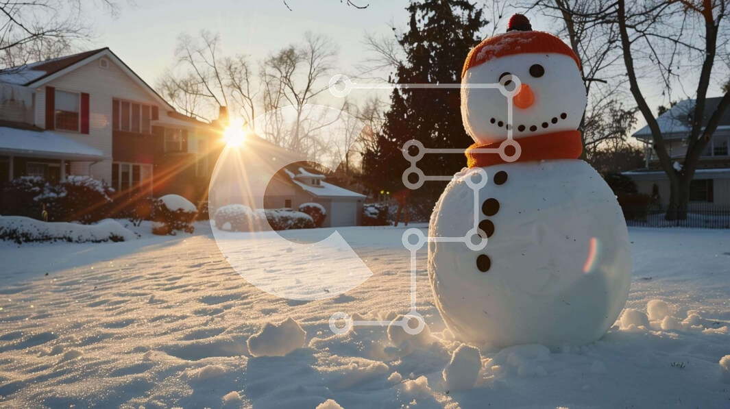 Intra Συλλεκτικό Ξύλινο Παζλ Plywood  4mm - Χιονάνθρωπος στο χιόνι με πορτοκαλί καπέλο και κασκόλ Σε Ξύλινο Κουτί - Διαστάσεις Puzzle: 10x10 cm – 25 κομμάτια