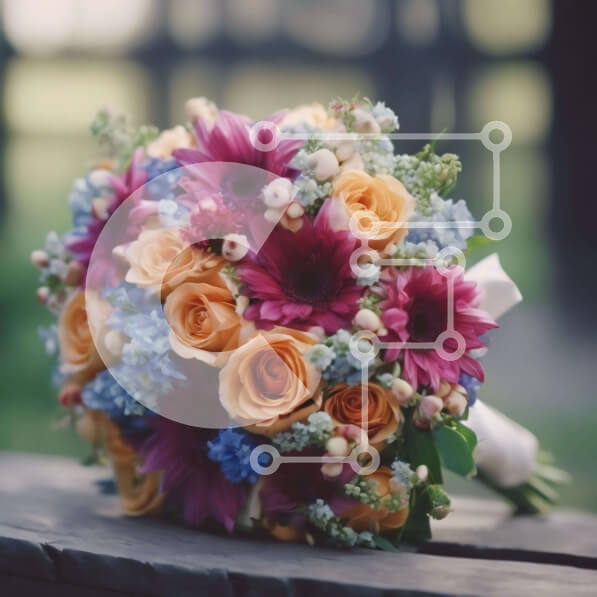 Intra Συλλεκτικό Ξύλινο Παζλ Plywood  4mm - Πολύχρωμο μπουκέτο λουλουδιών σε εξωτερικό πάγκο Σε Ξύλινο Κουτί - Διαστάσεις: 10x10 cm – 25 κομμάτια