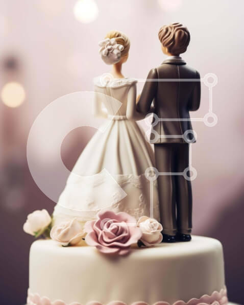 Intra Συλλεκτικό Ξύλινο Παζλ Plywood  4mm - Τοπέρ για γαμήλια τούρτα με ειδώλια νύφης και γαμπρού Σε Ξύλινο Κουτί - Διαστάσεις: 10x10 cm – 25 κομμάτια