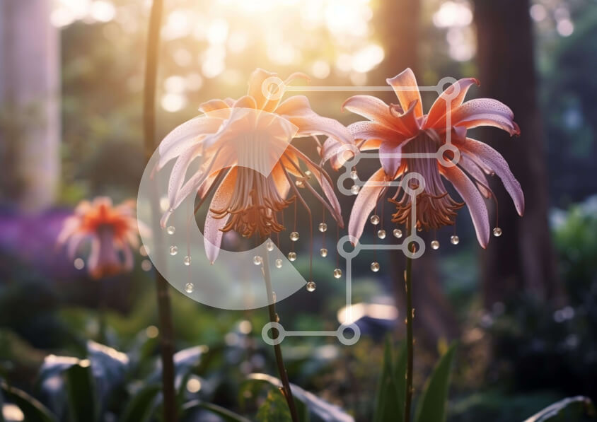 Intra Συλλεκτικό Ξύλινο Παζλ Plywood  4mm - Ροζ λουλούδια με σταγονίδια νερού σε έναν κήπο Σε Ξύλινο Κουτί - Διαστάσεις: 10x10 cm – 25 κομμάτια