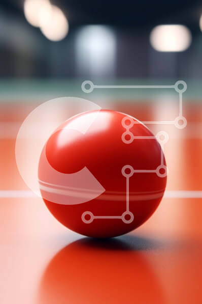 Intra Συλλεκτικό Ξύλινο Παζλ Plywood  4mm - Κόκκινη μπάλα μπάντμιντον στο γήπεδο με αθλητικό εξοπλισμό Σε Ξύλινο Κουτί - Διαστάσεις Puzzle: 10x10 cm – 25 κομμάτια