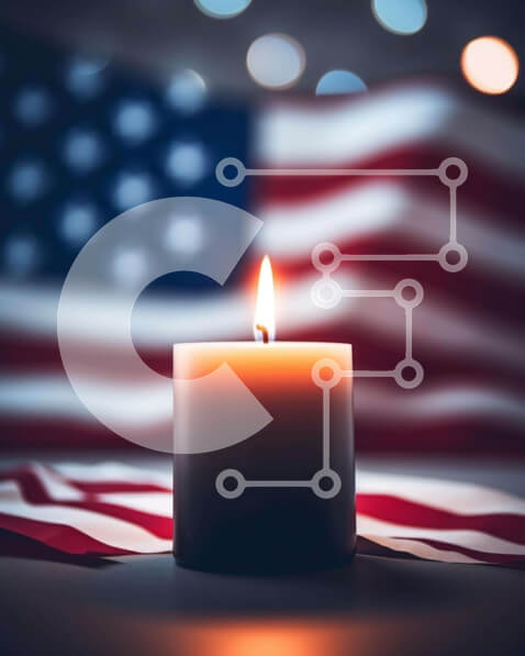 Intra Συλλεκτικό Ξύλινο Παζλ Plywood  4mm - Κερί μπροστά από την αμερικανική σημαία Σε Ξύλινο Κουτί - Διαστάσεις Puzzle: 10x10 cm – 25 κομμάτια