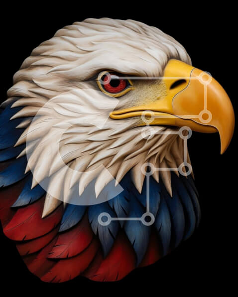 Σετ των 2 Intra Συλλεκτικό Ξύλινο Παζλ Plywood  4mm - Στυλιζαρισμένο φαλακρό κεφάλι αετού Σε Ξύλινο Κουτί - Διαστάσεις: 10x10 cm – 25 κομμάτια