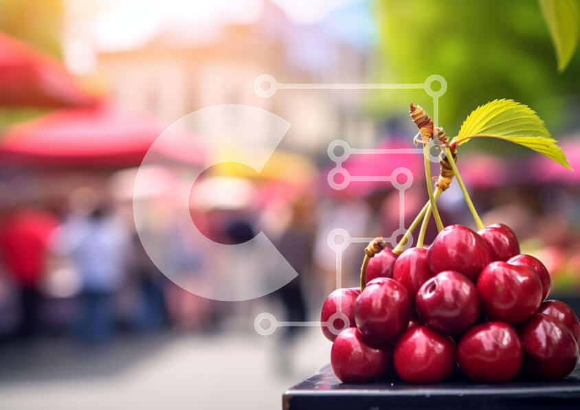 Σετ των 2 Intra Συλλεκτικό Ξύλινο Παζλ Plywood  4mm - Υπαίθρια αγορά με φρέσκα κεράσια Σε Ξύλινο Κουτί - Διαστάσεις: 10x10 cm – 25 κομμάτια