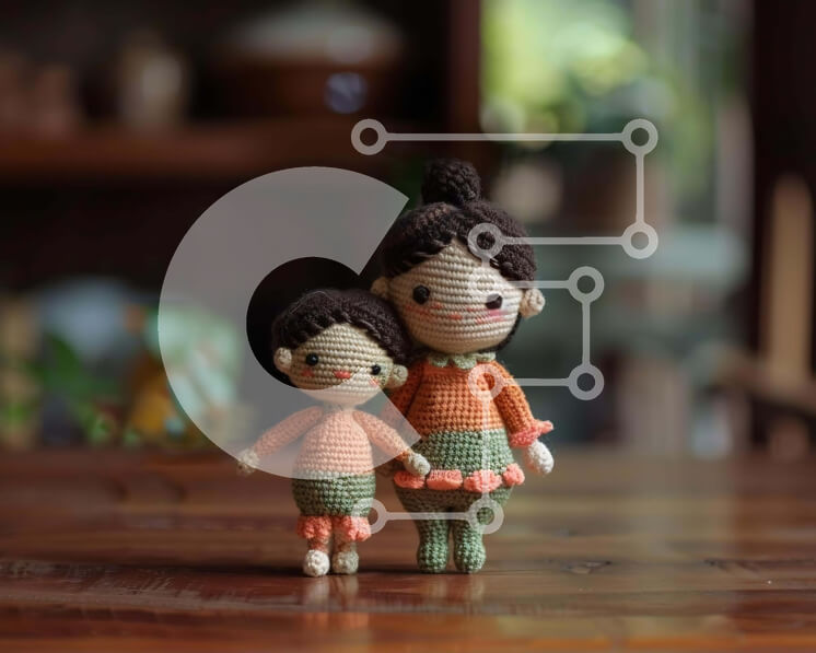 Intra Συλλεκτικό Ξύλινο Παζλ Plywood  4mm - Χειροποίητες κούκλες με κροσέ Σε Ξύλινο Κουτί - Διαστάσεις Puzzle: 10x10 cm – 25 κομμάτια