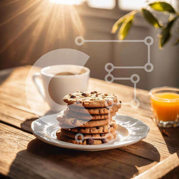 Σετ των 2 Intra Συλλεκτικό Ξύλινο Παζλ Plywood  4mm - Στοίβα μπισκότα με χυμό πορτοκαλιού και καφέ Σε Ξύλινο Κουτί - Διαστάσεις: 10x10 cm – 25 κομμάτια