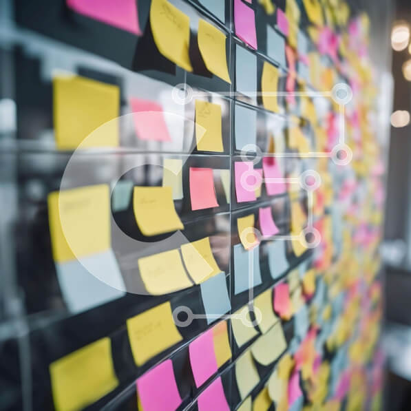 Intra Συλλεκτικό Ξύλινο Παζλ Plywood  4mm - Πολύχρωμος τοίχος Post-It με καρέκλες Σε Ξύλινο Κουτί - Διαστάσεις Puzzle: 10x10 cm – 25 κομμάτια