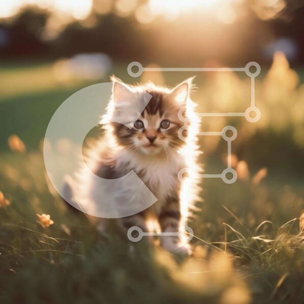 Intra Συλλεκτικό Ξύλινο Παζλ Plywood  4mm - Παιχνιδιάρικο γατάκι στο γρασίδι Σε Ξύλινο Κουτί - Διαστάσεις: 10x10 cm – 25 κομμάτια