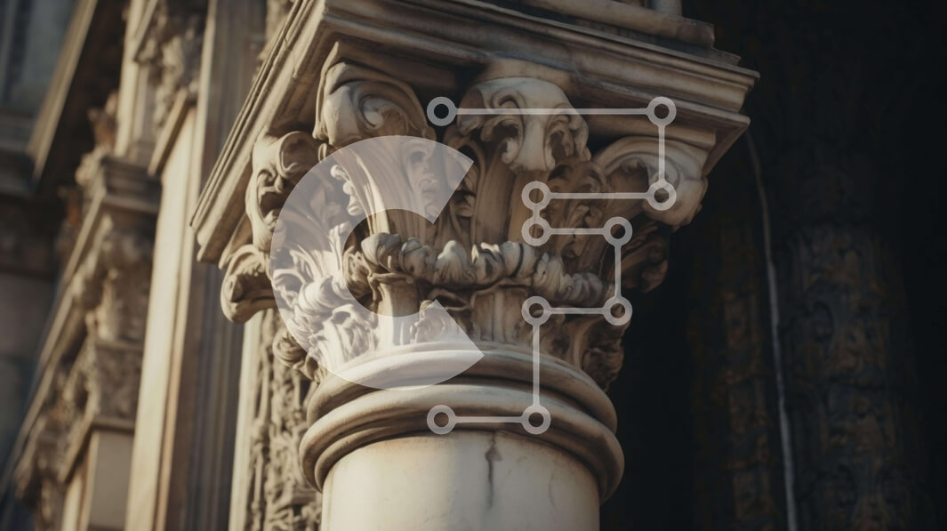 Intra Συλλεκτικό Ξύλινο Παζλ Plywood  4mm - Περίτεχνα σκαλισμένη στήλη στο κτίριο Σε Ξύλινο Κουτί - Διαστάσεις Puzzle: 10x10 cm – 25 κομμάτια