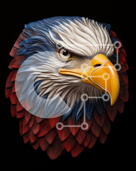 Σετ των 2 Intra Συλλεκτικό Ξύλινο Παζλ Plywood  4mm - Κεφάλι Αετού με Κόκκινα, Λευκά και Μπλε Φτερά Σε Ξύλινο Κουτί - Διαστάσεις: 10x10 cm – 25 κομμάτια