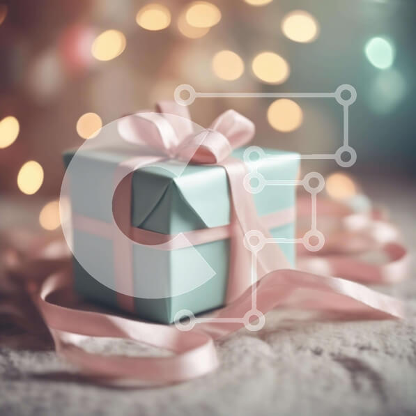 Intra Συλλεκτικό Ξύλινο Παζλ Plywood  4mm - Μπλε κουτί δώρου με ροζ κορδέλα Σε Ξύλινο Κουτί - Διαστάσεις: 10x10 cm – 25 κομμάτια