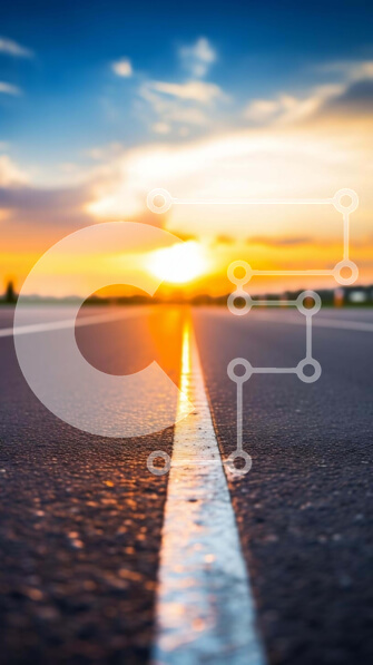 Intra Συλλεκτικό Ξύλινο Παζλ Plywood  4mm - Κενός δρόμος με λευκή γραμμή στο ηλιοβασίλεμα Σε Ξύλινο Κουτί - Διαστάσεις Puzzle: 10x10 cm – 25 κομμάτια