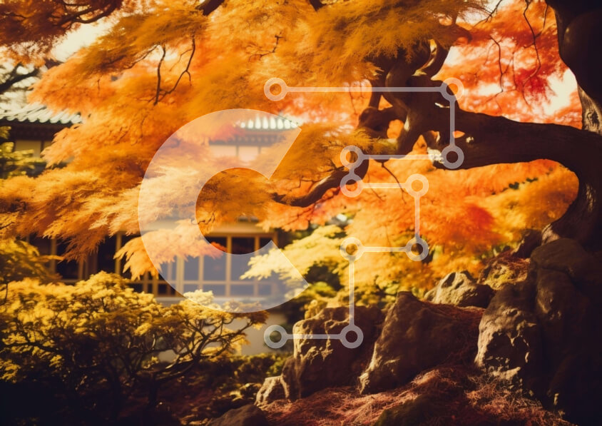 Intra Συλλεκτικό Ξύλινο Παζλ Plywood  4mm - Δέντρο με φωτεινά πορτοκαλί φύλλα Σε Ξύλινο Κουτί - Διαστάσεις: 10x10 cm – 25 κομμάτια