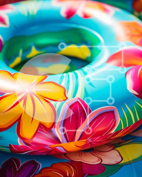 Intra Συλλεκτικό Ξύλινο Παζλ Plywood  4mm - Πολύχρωμο φουσκωτό πλωτήρα πισίνας και σωσίβιο Σε Ξύλινο Κουτί - Διαστάσεις Puzzle: 10x10 cm – 25 κομμάτια