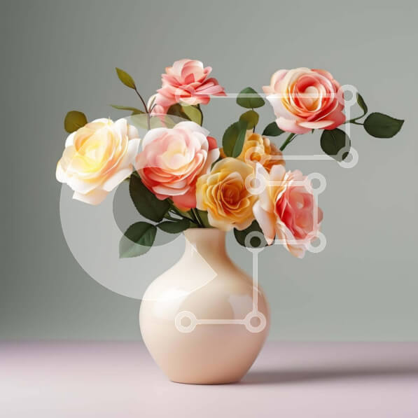 Intra Συλλεκτικό Ξύλινο Παζλ Plywood  4mm - Λευκό βάζο με πολύχρωμα τριαντάφυλλα και πράσινο Σε Ξύλινο Κουτί - Διαστάσεις: 10x10 cm – 25 κομμάτια