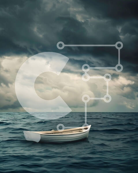 Σετ των 2 Intra Συλλεκτικό Ξύλινο Παζλ Plywood  4mm - Λευκή βάρκα που παρασύρεται στον ωκεανό Σε Ξύλινο Κουτί - Διαστάσεις: 10x10 cm – 25 κομμάτια