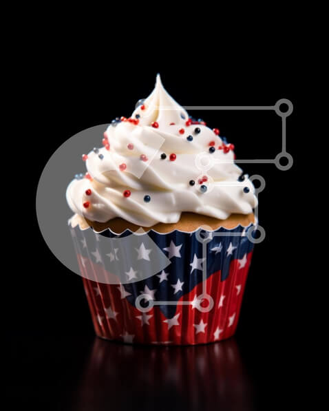 Σετ των 2 Intra Συλλεκτικό Ξύλινο Παζλ Plywood  4mm - Πατριωτικό Cupcake με Κόκκινα, Λευκά και Μπλε αστέρια Σε Ξύλινο Κουτί - Διαστάσεις: 10x10 cm – 25 κομμάτια