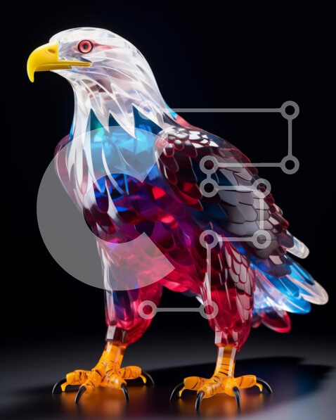 Intra Συλλεκτικό Ξύλινο Παζλ Plywood  4mm - Πολύχρωμο Γυάλινο Γλυπτό Αετού Σε Ξύλινο Κουτί - Διαστάσεις Puzzle: 10x10 cm – 25 κομμάτια