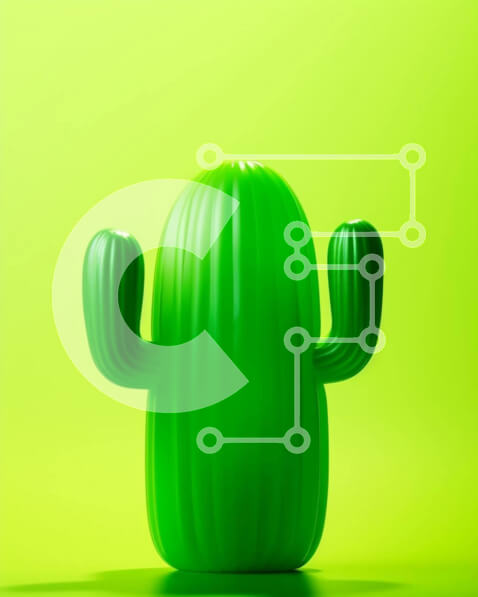 Intra Συλλεκτικό Ξύλινο Παζλ Plywood  4mm - Πράσινο ειδώλιο κάκτου σε έντονο κίτρινο φόντο Σε Ξύλινο Κουτί - Διαστάσεις: 10x10 cm – 25 κομμάτια