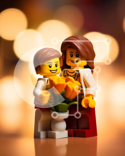 Intra Συλλεκτικό Ξύλινο Παζλ Plywood  4mm - Ειδώλια Lego με κίτρινα λουλούδια και φώτα Σε Ξύλινο Κουτί - Διαστάσεις: 10x10 cm – 25 κομμάτια