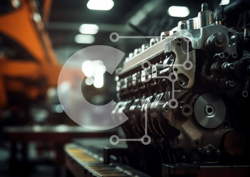 Intra Συλλεκτικό Ξύλινο Παζλ Plywood  4mm - Μεγάλος κινητήρας σε συνεργείο αυτοκινήτων Σε Ξύλινο Κουτί - Διαστάσεις Puzzle: 10x10 cm – 25 κομμάτια