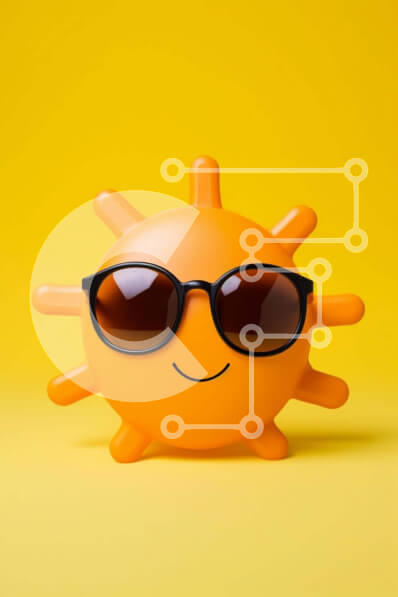 Intra Συλλεκτικό Ξύλινο Παζλ Plywood  4mm - Πορτοκαλί ειδώλιο ηλίου με γυαλιά ηλίου σε κίτρινο φόντο Σε Ξύλινο Κουτί - Διαστάσεις Puzzle: 10x10 cm – 25 κομμάτια