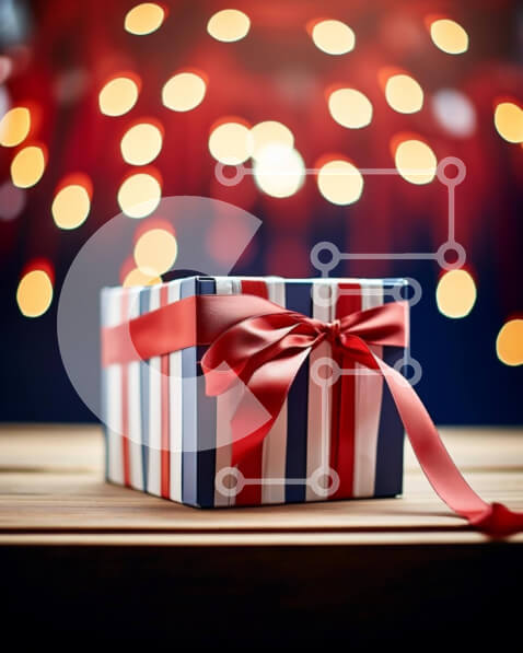 Intra Συλλεκτικό Ξύλινο Παζλ Plywood  4mm - Πολύχρωμο κουτί δώρου σε ξύλινο τραπέζι Σε Ξύλινο Κουτί - Διαστάσεις Puzzle: 10x10 cm – 25 κομμάτια