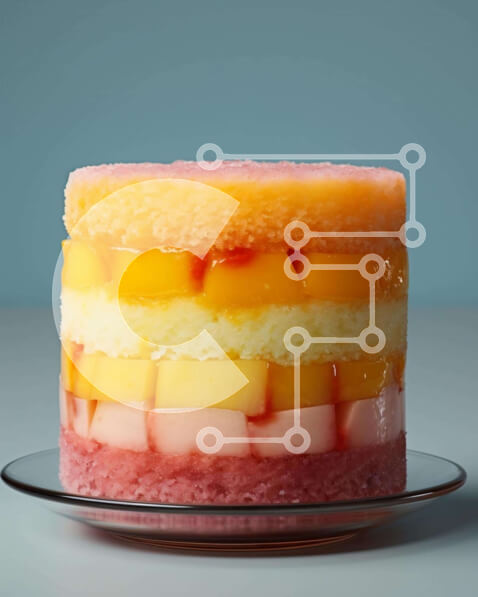 Σετ των 2 Intra Συλλεκτικό Ξύλινο Παζλ Plywood  4mm - Πολύχρωμο κέικ φρούτων με πολλές στρώσεις Σε Ξύλινο Κουτί - Διαστάσεις: 10x10 cm – 25 κομμάτια