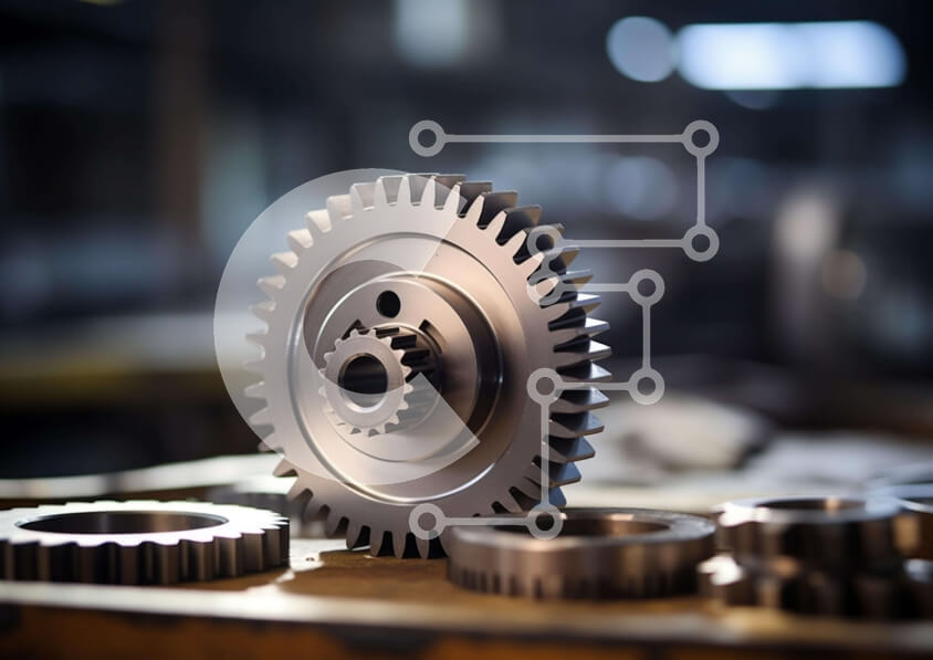 Intra Συλλεκτικό Ξύλινο Παζλ Plywood  4mm - Βιομηχανικά γρανάζια Σε Ξύλινο Κουτί - Διαστάσεις Puzzle: 10x10 cm – 25 κομμάτια