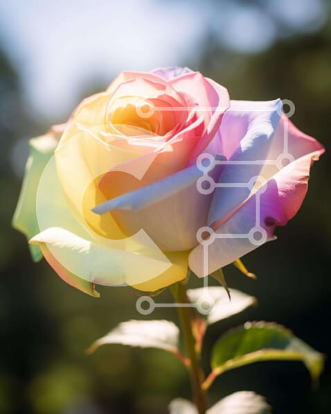 Intra Συλλεκτικό Ξύλινο Παζλ Plywood  4mm - Τριαντάφυλλο στο χρώμα του ουράνιου τόξου στη φύση Σε Ξύλινο Κουτί - Διαστάσεις: 10x10 cm – 25 κομμάτια