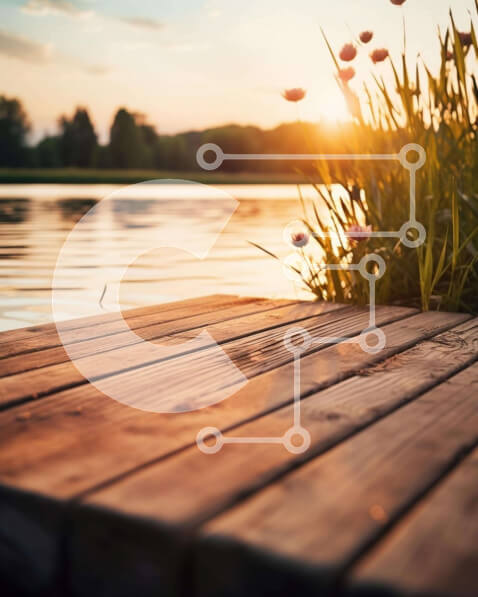 Intra Συλλεκτικό Ξύλινο Παζλ Plywood  4mm - Γαλήνια ξύλινη αποβάθρα με θέα στο ηλιοβασίλεμα Σε Ξύλινο Κουτί - Διαστάσεις: 10x10 cm – 25 κομμάτια