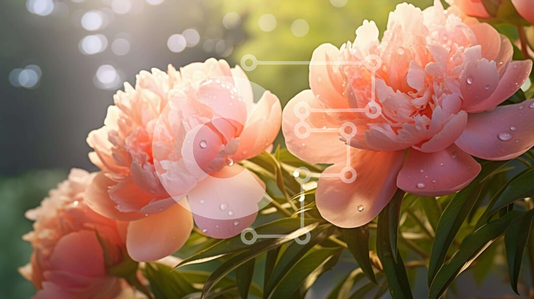 Intra Συλλεκτικό Ξύλινο Παζλ Plywood  4mm - Ροζ παιώνιες που ανθίζουν σε έναν κήπο Σε Ξύλινο Κουτί - Διαστάσεις: 10x10 cm – 25 κομμάτια